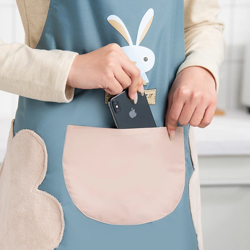GIANXI Hand Towel Apron Waterproof Stain Home Kitchen Cooking Waist Creative Cute Bear Hanging Neck Towel Apron Oversleeve