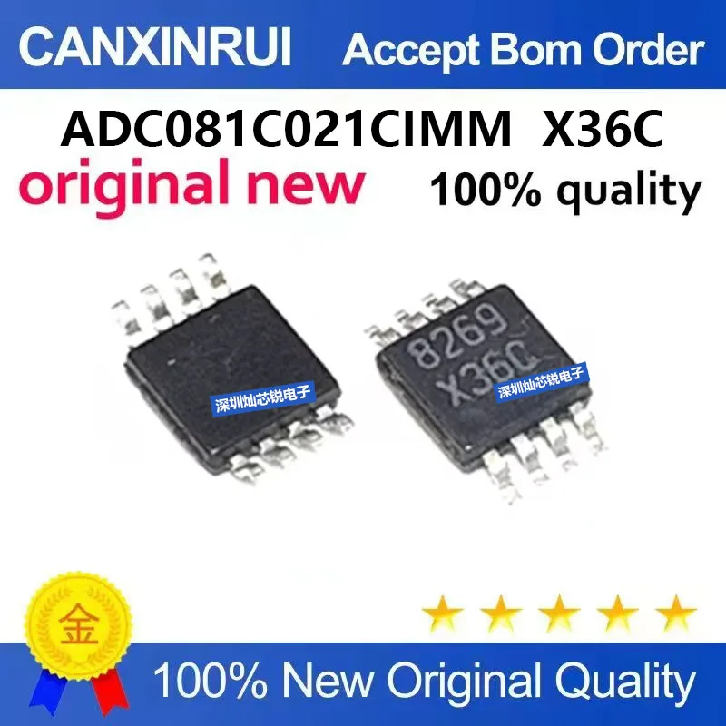 (5-100pieces) original ADC081C021CIMM, silk-screen X36C, MSOP8 8-bit ADC converter