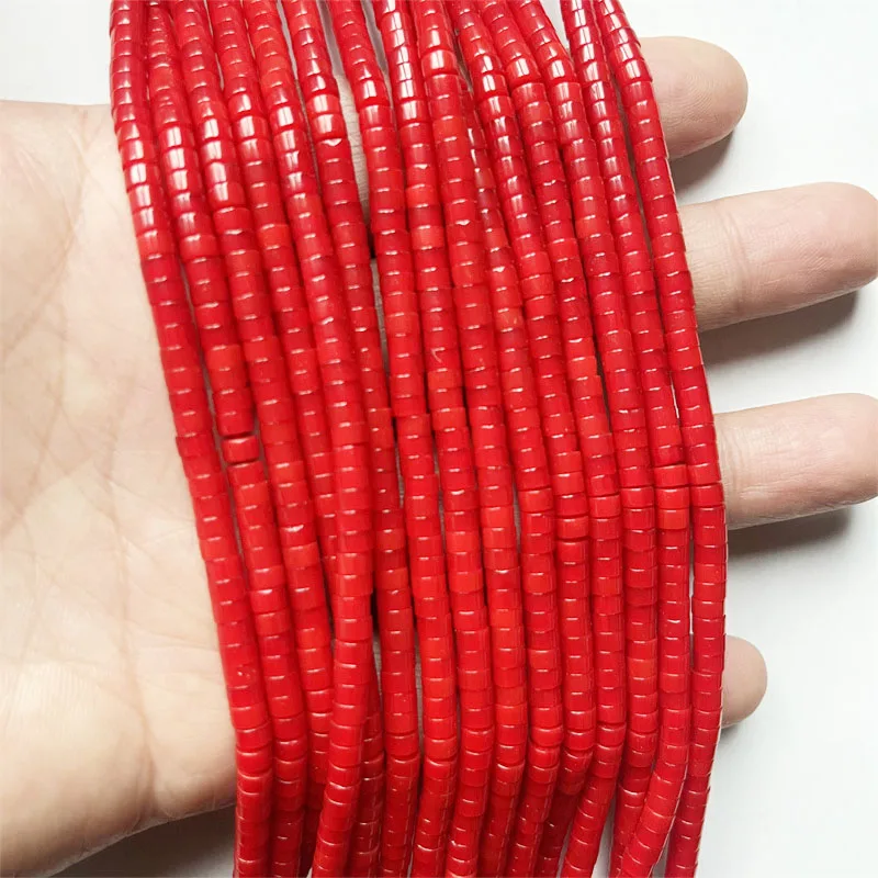 2*4MM Heishi Red Coral Color Gemstone Abacus Disc Natural Stone Beads For Jewelry Making DIY Bracelet Necklace Earrings 5