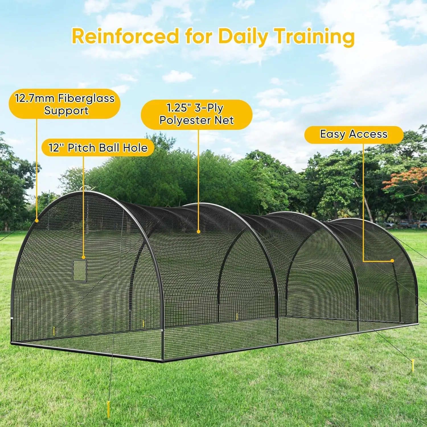 Baseball and softball batting cage 30 × 13 × 9ft outdoor baseball practice net batting protective training cage