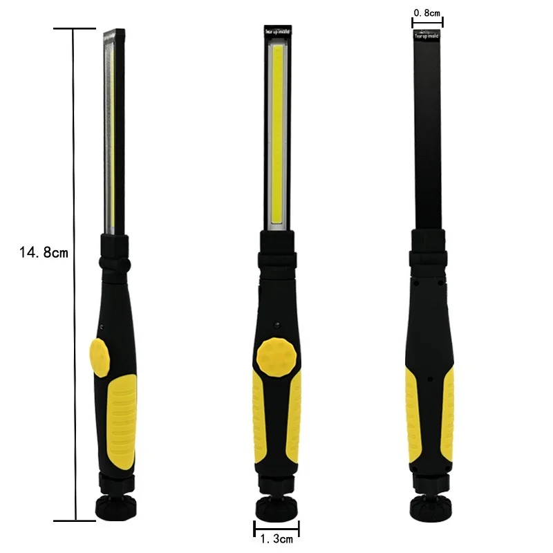 Lampu Kerja COB Lipat Multifungsi, Senter Obor LED Isi Ulang Daya dengan Lampu Inspeksi Magnetik untuk Perbaikan Mobil