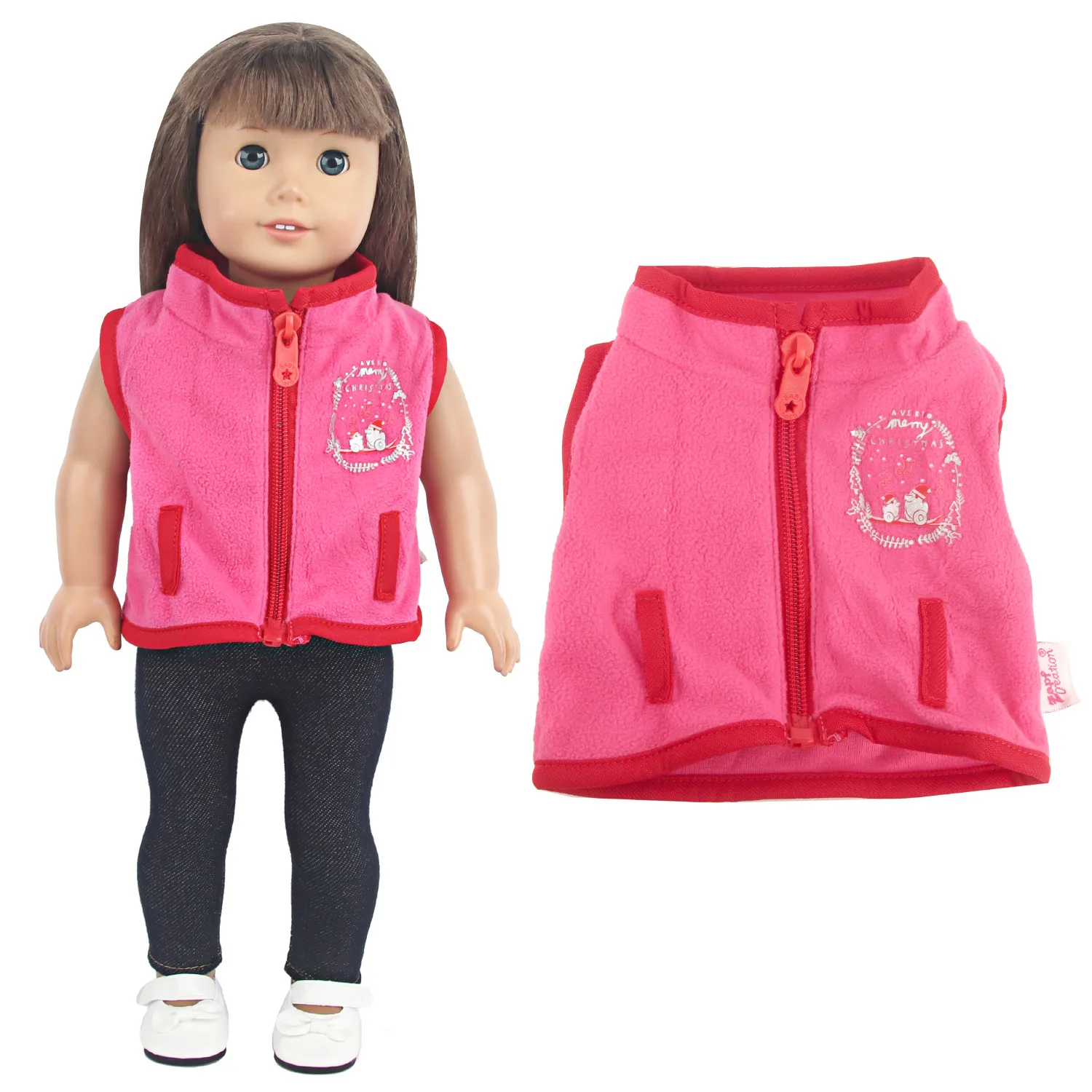 Rose Red Sleeveless Jacket+Leggings Clothes Set Suit For 18 inches American&43cm Baby New Born,Og,Russia DIy Girl Dolls