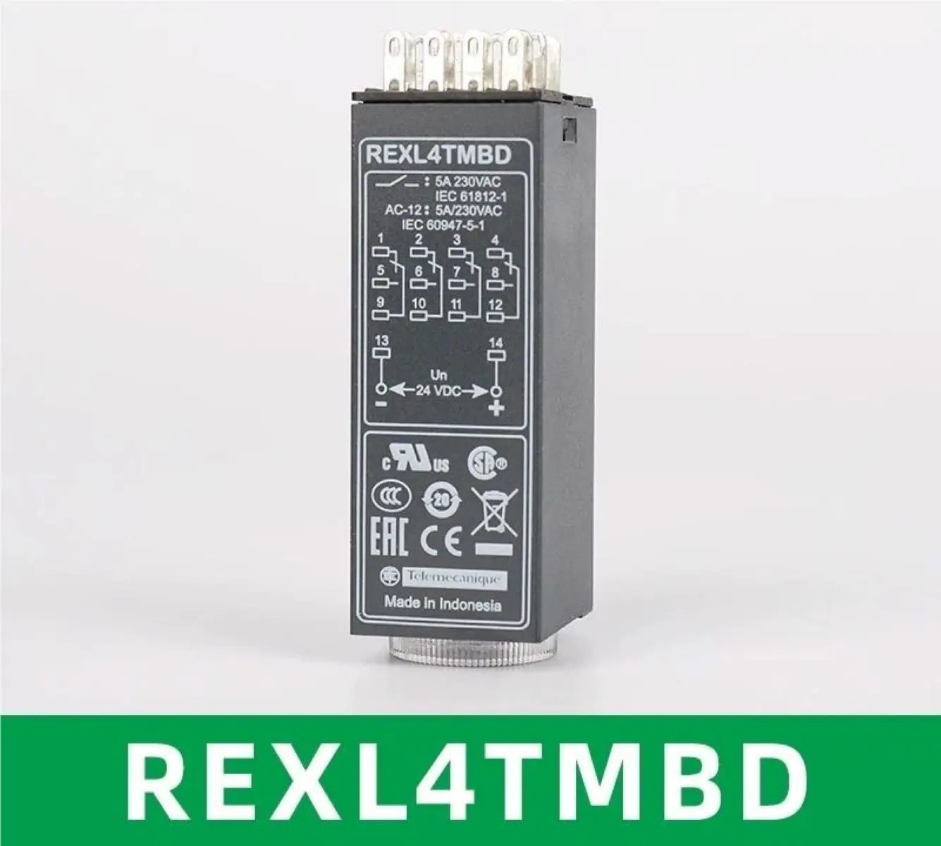 

REXL4TMBD single function relay, Harmony Timer Relays, 5A, 4CO, 0.1s..100h, on delay, 24V DC