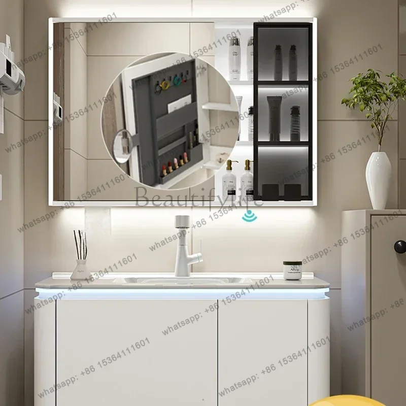 Cream Style Luxury Bathroom Cabinet Vanity Combo Vanity with Sink Smart Mirror Cabinet Simple Furniture
