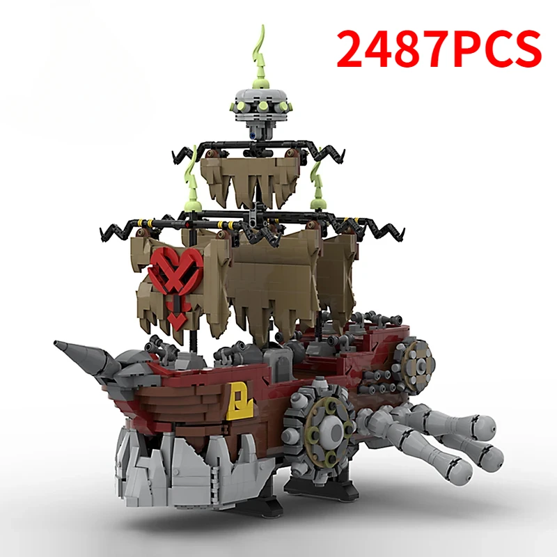 Game Series Pirate Ship Building Blocks MOC-159076 Kingdomed Hearts Heartless Ghost Boat Assembly Model Kids Toy Birthday Gift