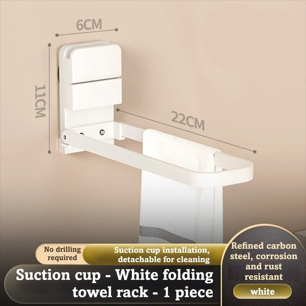 

Multifunctional Suction Cups Towel Rod Wall Mounted Sapce Saving No Punching Towel Rack Durable Foldable Folding Wall Shelves