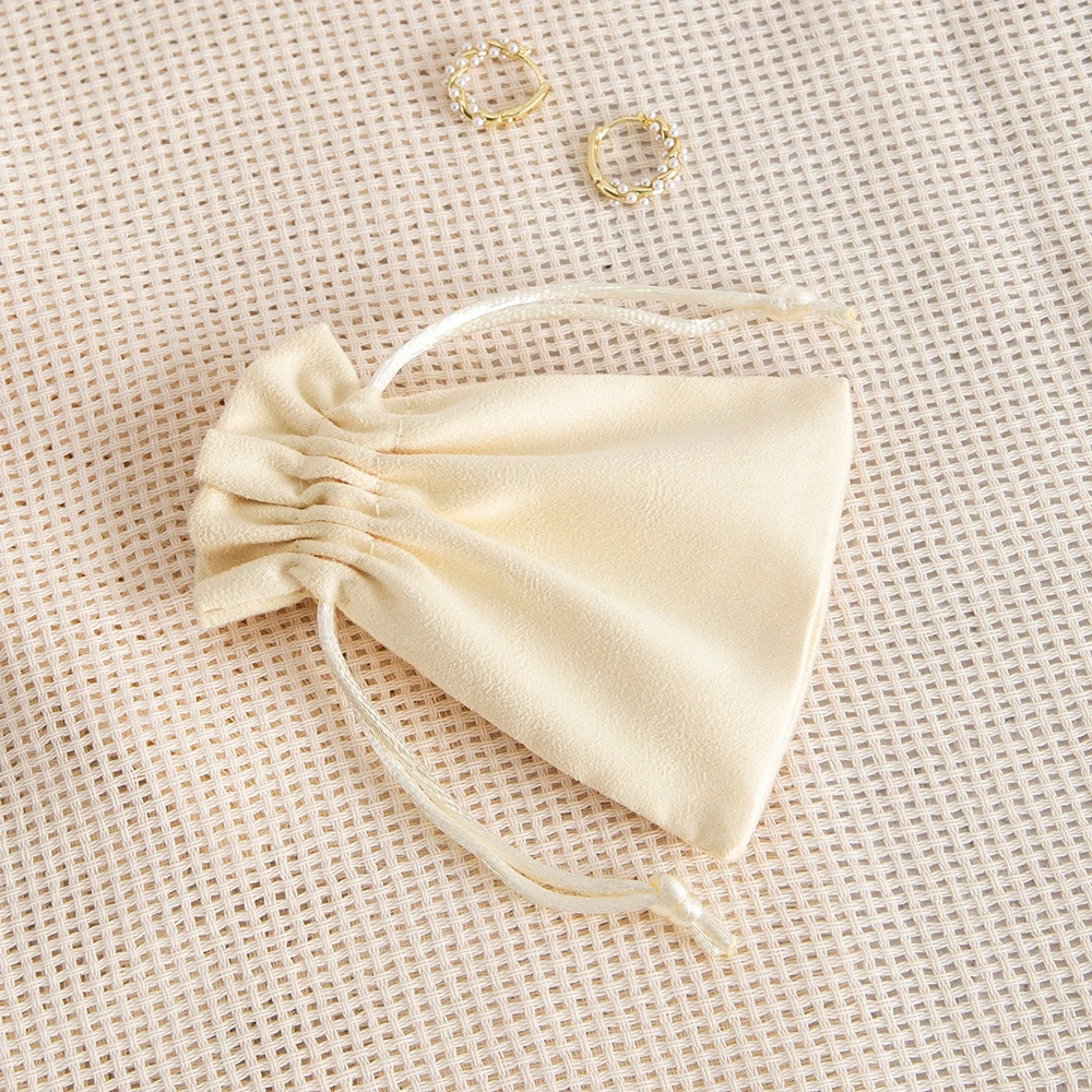 10pcs Navy Flannel Jewelry Packaging Bags, Gift Drawstring Pouches