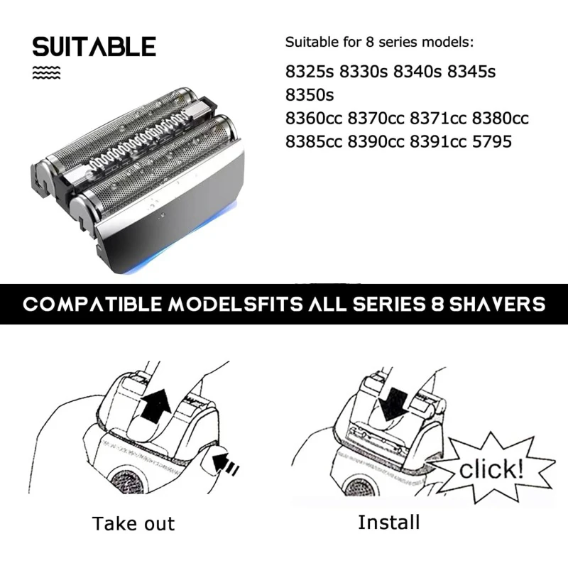 

83M Series 8 Shaver Replacement Blade Compatible with Braun Series 8 Replacement Head&for Braun S8 Replacement Head