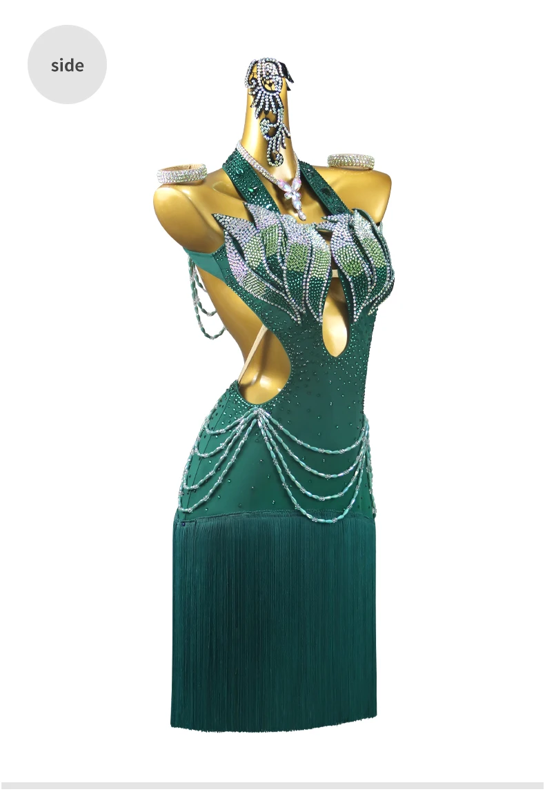 2026 Neues Latein-Tanzkleid Sportanzug Damen Ballsaal-Kleidung Senior Fransenrock Mädchen Wettbewerb Elegantes Auftrittskostüm – Detail 9