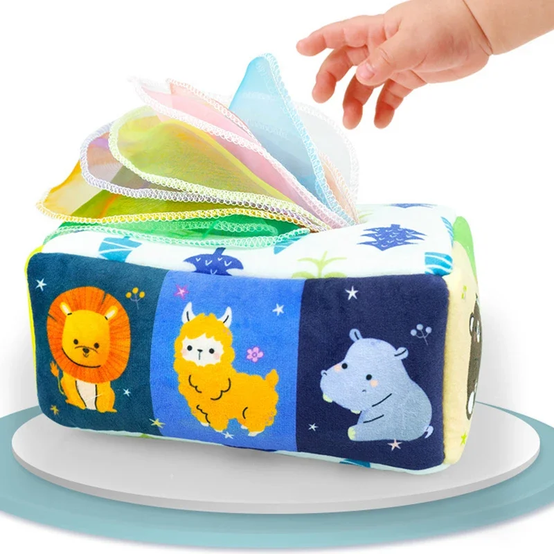 Baby Montessori Boxes Baby Toys Infant Pull Along Magic Tissue Box Montessori Toy 6-12 Months Development Sensory Toys Baby Game