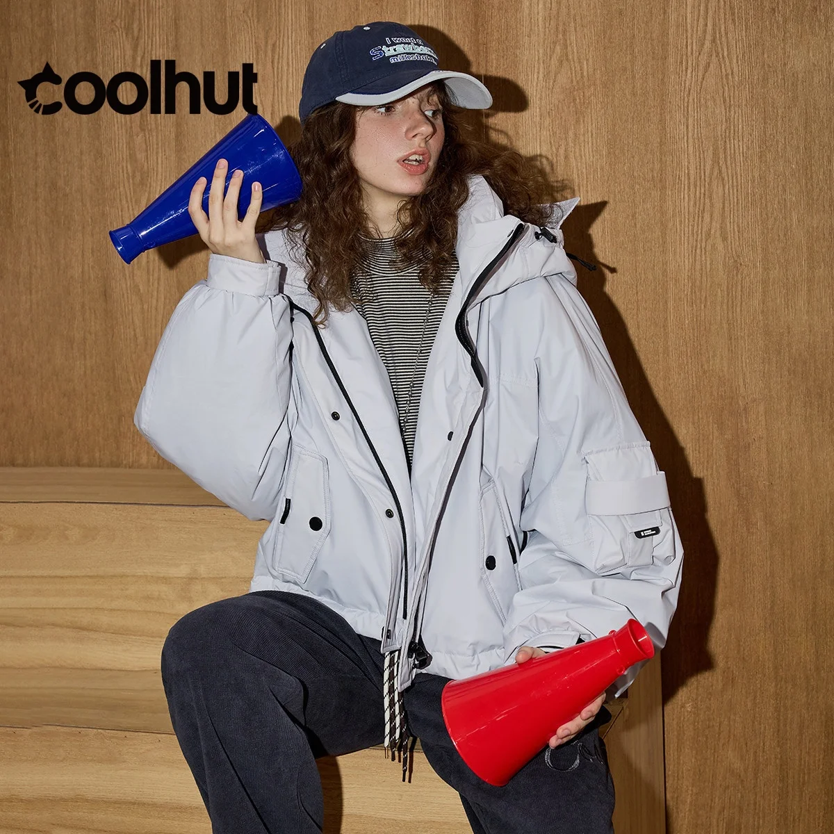 COOLHUT 2025 الشتاء المرأة 90% أسفل ملء سترة مصمم المعتاد معطف مقنع ملابس العمل نمط سترة منفوخة ملابس خارجية دافئة فاخرة #1