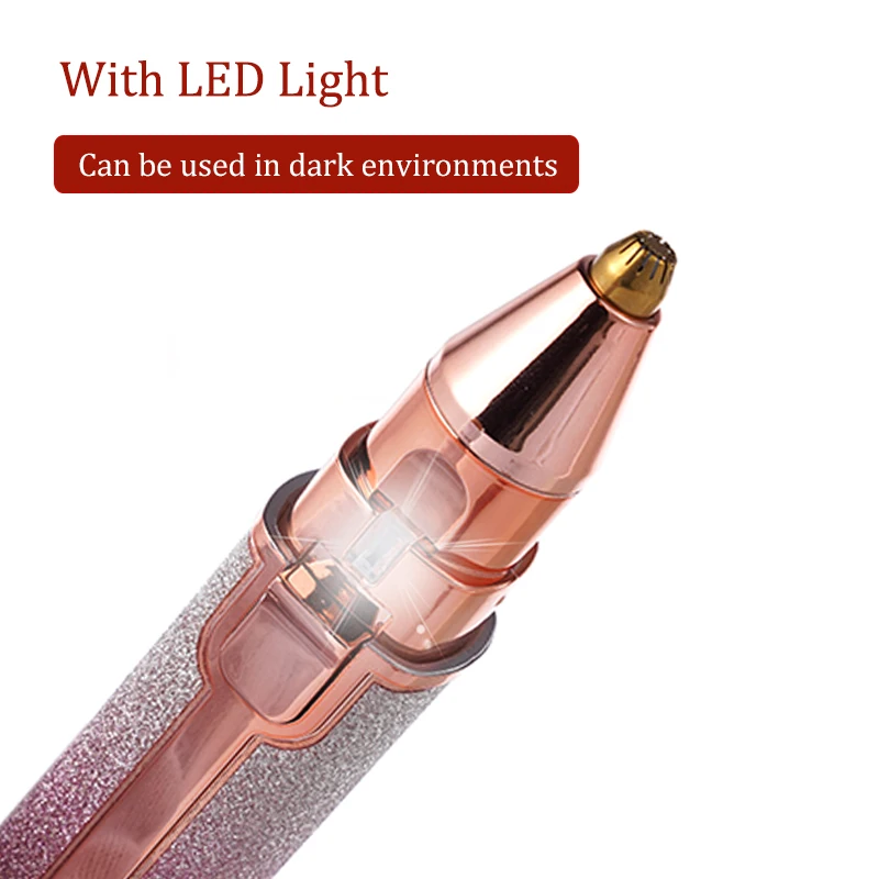 เครื่องกำจัดขนคิ้วไฟฟ้าแบบ2 in 1สำหรับผู้หญิงเครื่องกำจัดขนแบบไม่เจ็บที่โกนขนมีมีดโกนขนาดเล็กพกพาสำหรับกำจัดขนบนใบหน้า