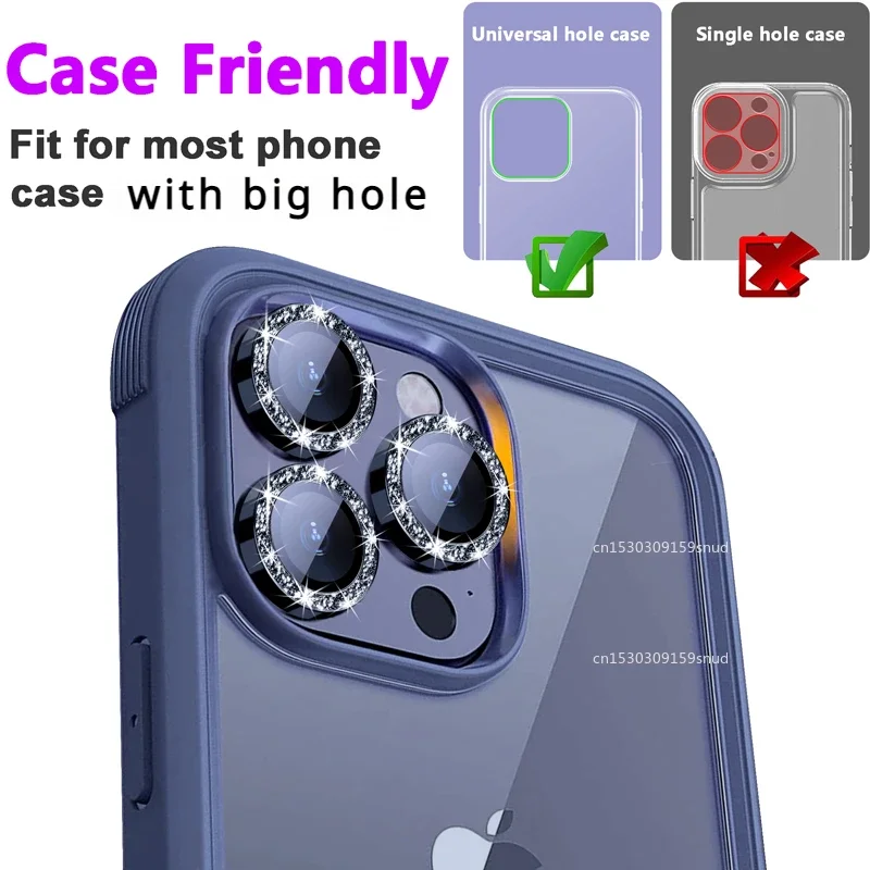 Pelindung kaca lensa kamera cincin CD 10 buah, untuk IPhone 16 Pro Max / 16 Pro/ 15/ 14/ 15Pro Max/ 13