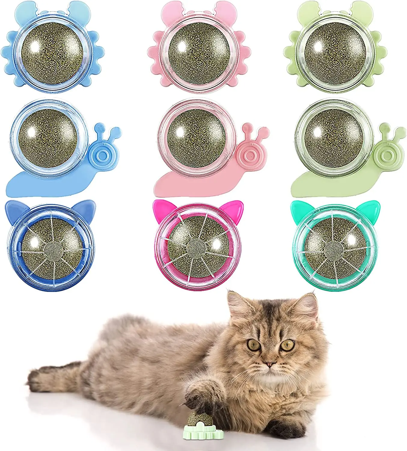 ATUBAN Catnip Wall Ball,Cat Toys Catnip Balls for Cats Wall Mounted Catnip Ball Toy Catnip Rollerball Wall Cat Lick Ball for Cat