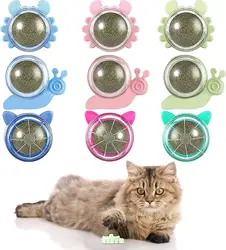 ATUBAN-Bola de hierba gatera montada en la pared para gatos, juguete de pared, Bola de lamer para gatos