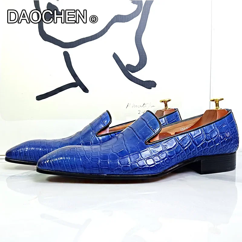 LUXURY BRAND MEN LOAFERS SHOES BLUE BLACK SUMMER SLIP ON SHOE CASUAL MEN DRESS SHOES WEDDING OFFICE LEATHER SHOE FOR MEN