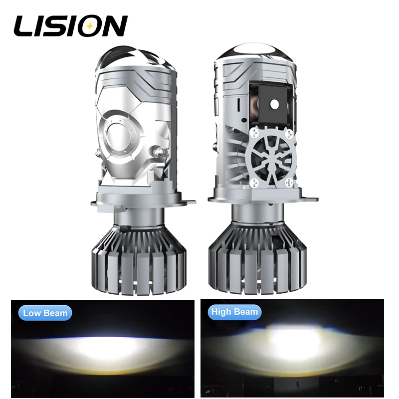 2pcs 90Watts/Bulb A16-D Mini Projector LED Headlight Bulbs H4/HB2 Low/High Beam 6500K White AC/DC 9-60V for Car Truck Motorcycle