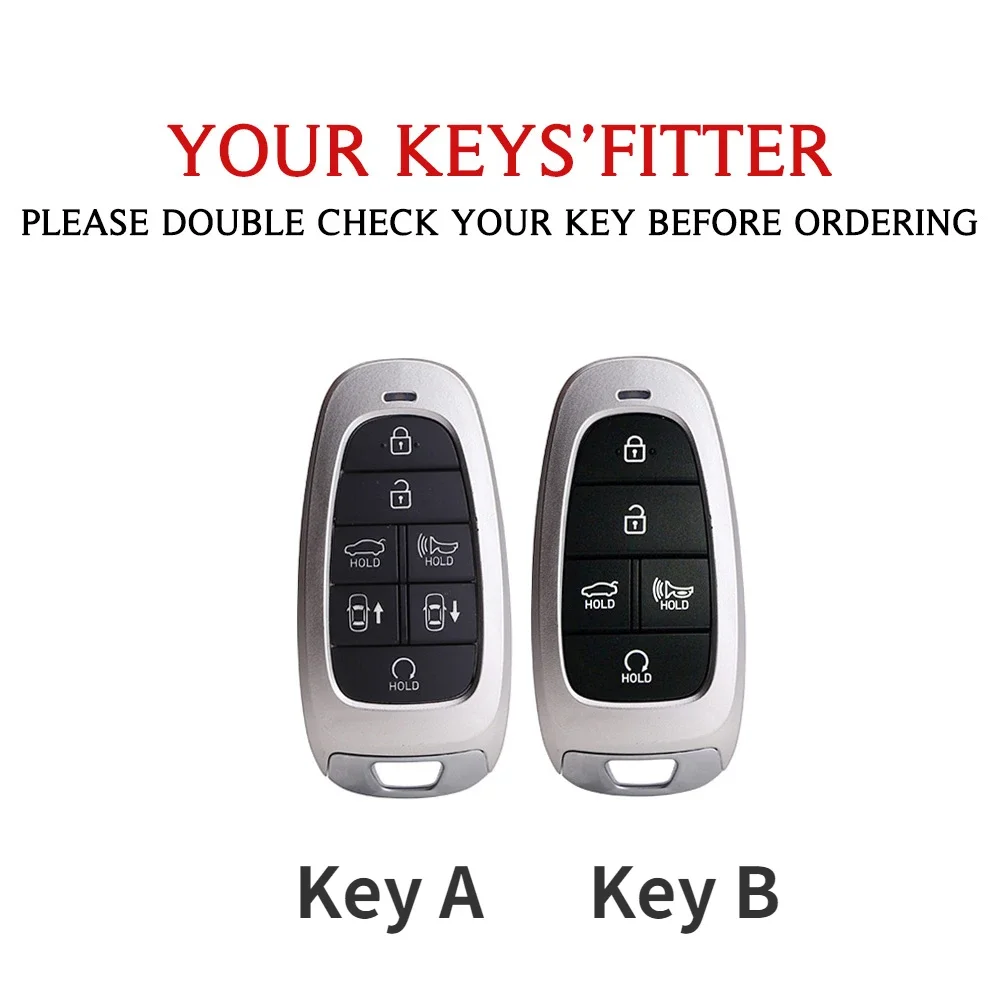 1 قطعة غطاء حافظة مفاتيح السيارة الجلدية لشركة هيونداي سولاريس سوناتا الهجين NEXO NX4 جديد جراند سانتا في توكسون 2020 2021 5 7 أزرار