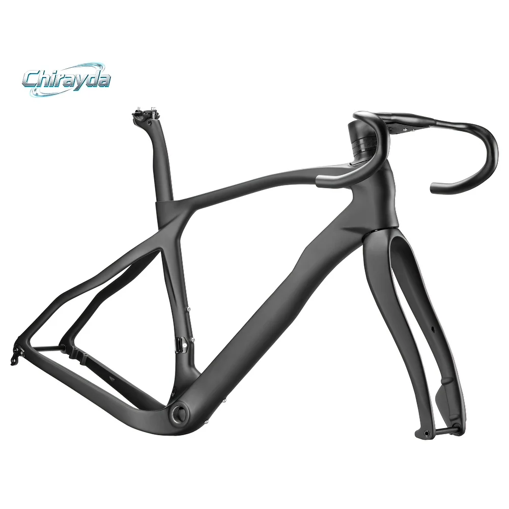 2026 New Road bike frame with handlebars T1100 UD Carbon Fiber Frame Disc Brake Bike Lightweight Bicycle Frameset Handlebar