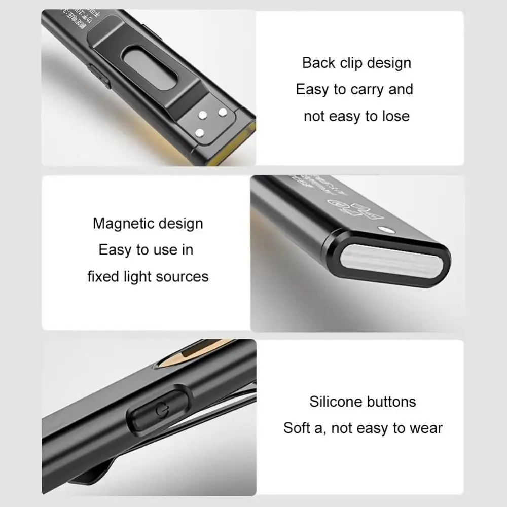 

Multifunction Mini Flashlight Tail Magnet with Pen Clip Outdoor Camping Light Rechargeable 5 Modes COB Emergency Worklight