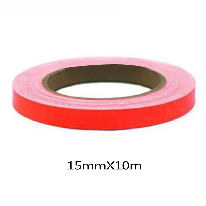 1 rolo de forro vermelho reflexivo envoltório filme adesivo do carro decalque 15mm * 10m fita adesiva à prova dwaterproof água nenhum traço listra fita protetora decalque