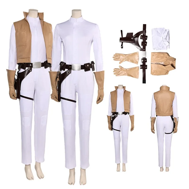 Leia Cosplay Princess Costume Adult Women Fantasia Jumpsuit Vest Belt Outfits Halloween Carnival Party Suit