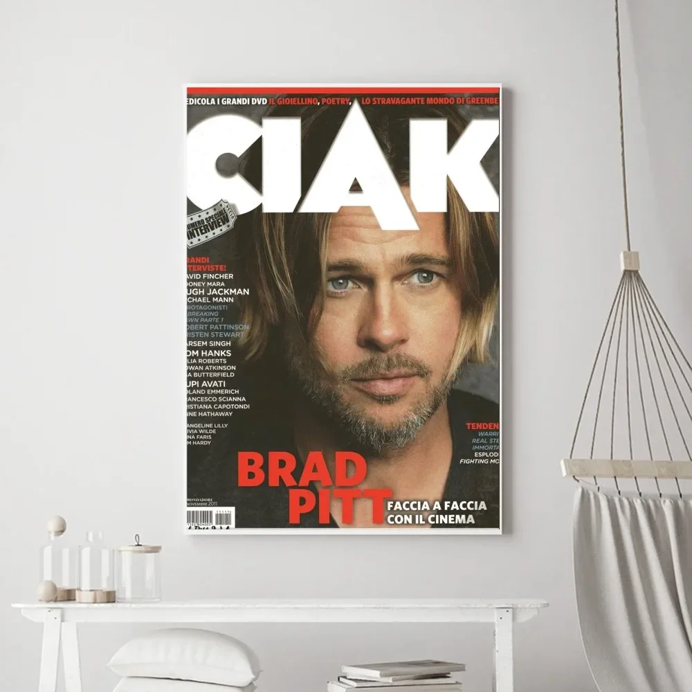 Celebrity B-Brad Pitt Poster Vintage Poster Prints Art Home Painting Bathroom Kitchen Bar Accessories Wall Sticker Small Size