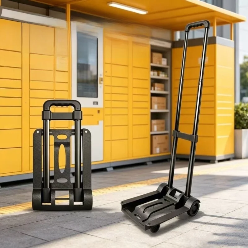 Portable Shopping Cart Pulling Cargo Trailer Hand Push Cart Foldable Vegetable Buying Truck Household Convenient Carry-On