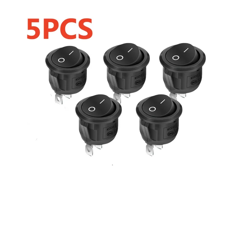 50/10 stuks Rocker Switch Zwart Aan/Uit 2-pins Mini Ronde Schakelaar 3A 250V 6A 125V 15MM Ronde Schakelaars voor Camper Auto Vrachtwagen Boot