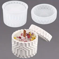 1 Set of Candle Jar Moulds - Flexible Silicone with Removable Lids for DIY Crafts Epoxy, Storage Boxes and Home Decor Items