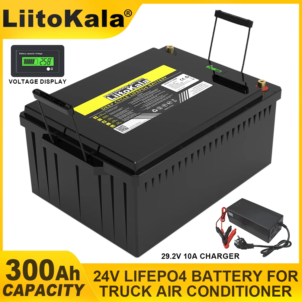 LiitoKala 24 فولت 300 أمبير LiFePO4 بطارية ليثيوم فوسفات الحديد 29.2 فولت لوقوف السيارات تكييف الهواء الشاحنات عربات الغولف التي تعمل بالطاقة الشمسية