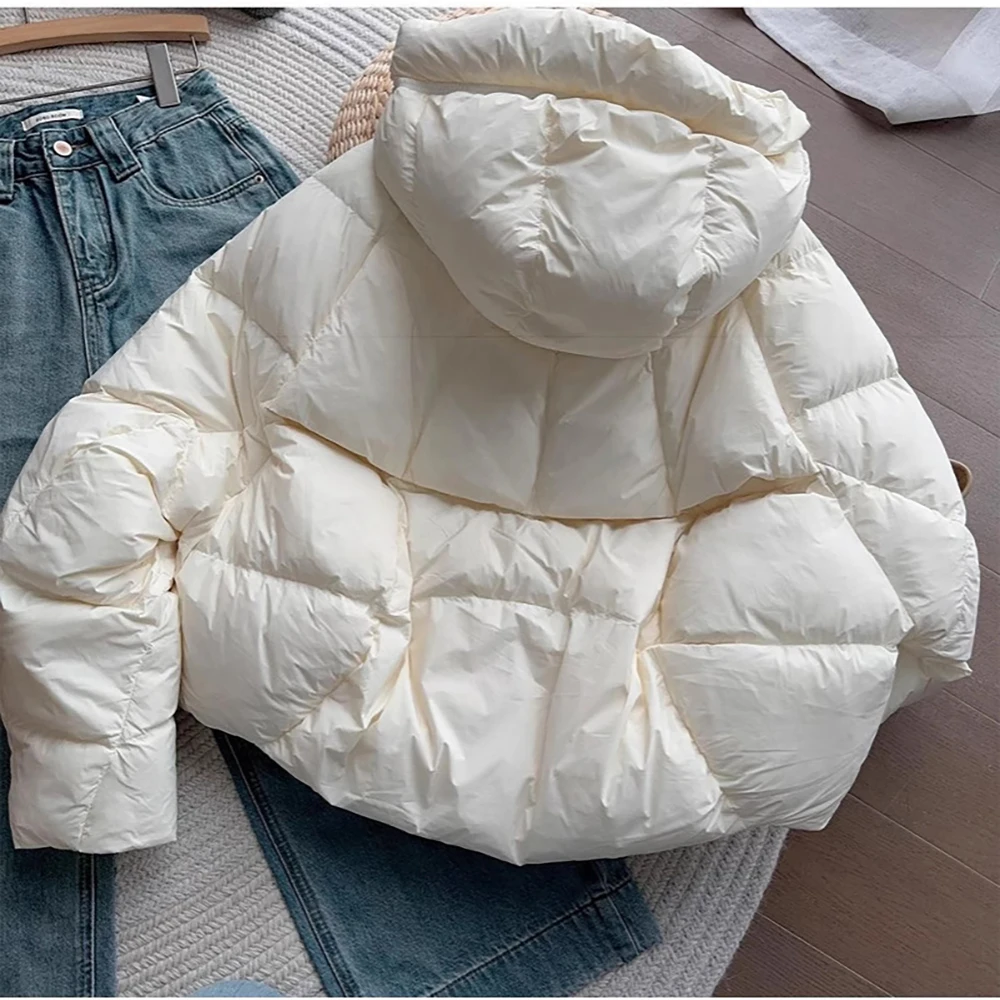 Casacos acolchoados de algodão estilo coreano para mulheres outono inverno moda cor sólida com capuz jaquetas de algodão 2025 novo grosso quente outerwear
