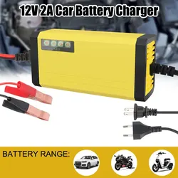 12V 2A Car Battery Charger 220V Power Puls Repair Charger Wet Dry Lead Acid Battery LED Display Moto Truck Battery Charger