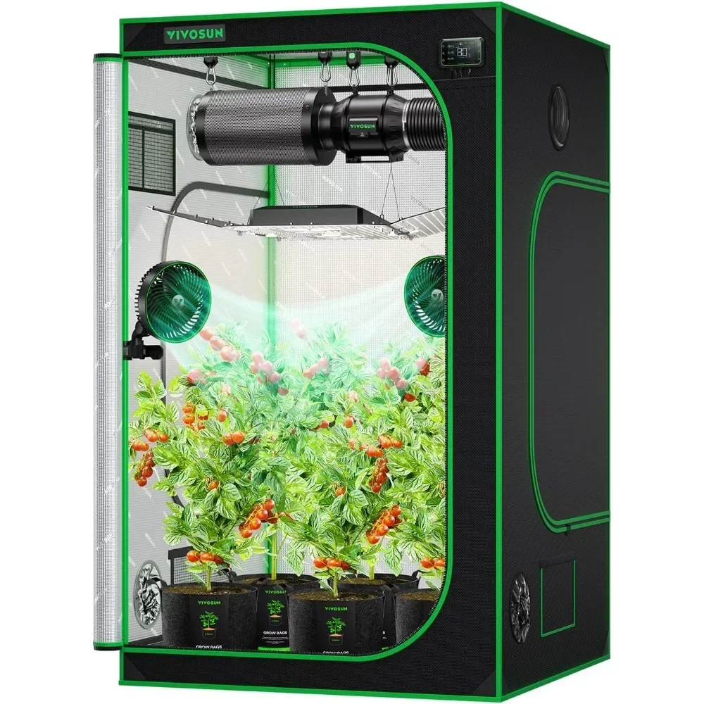 Growth Tent,48 X48 X80 High Reflective Polyester Film, with Observation Window and Floor Tray, Used for Hydroponic Indoor Plants