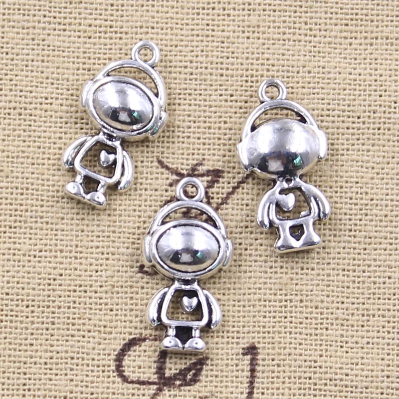 8pcs Charms Heart Robot 22x12x6mm Antique Silver Color Pendants Making DIY Handmade Tibetan Finding Jewelry