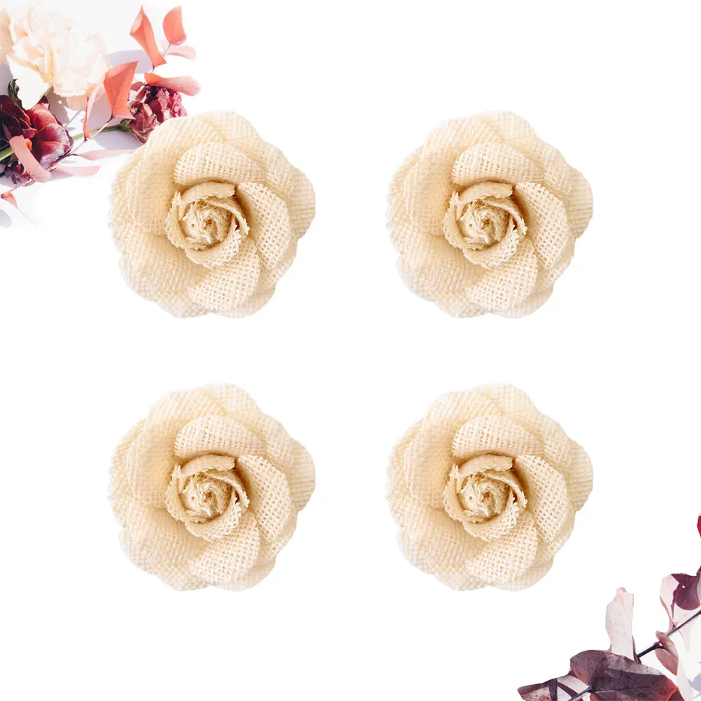 

4pcs Linen Cloth Artificial Flowers Burlap Wedding Decoration DIY Craft Ornament Party Home Festive Atmosphere