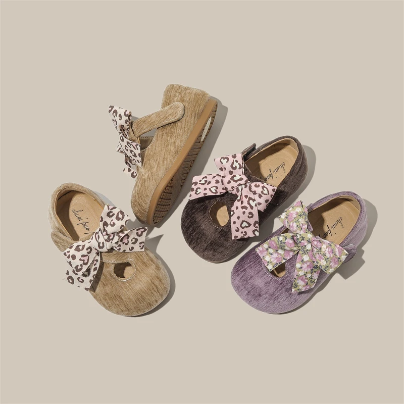 Baby Girls First Walkers Shoes Spring Children Bow Party Princess Shoes Infant Non-slip Soft Sole Toddler Kids Lightweight Shoes