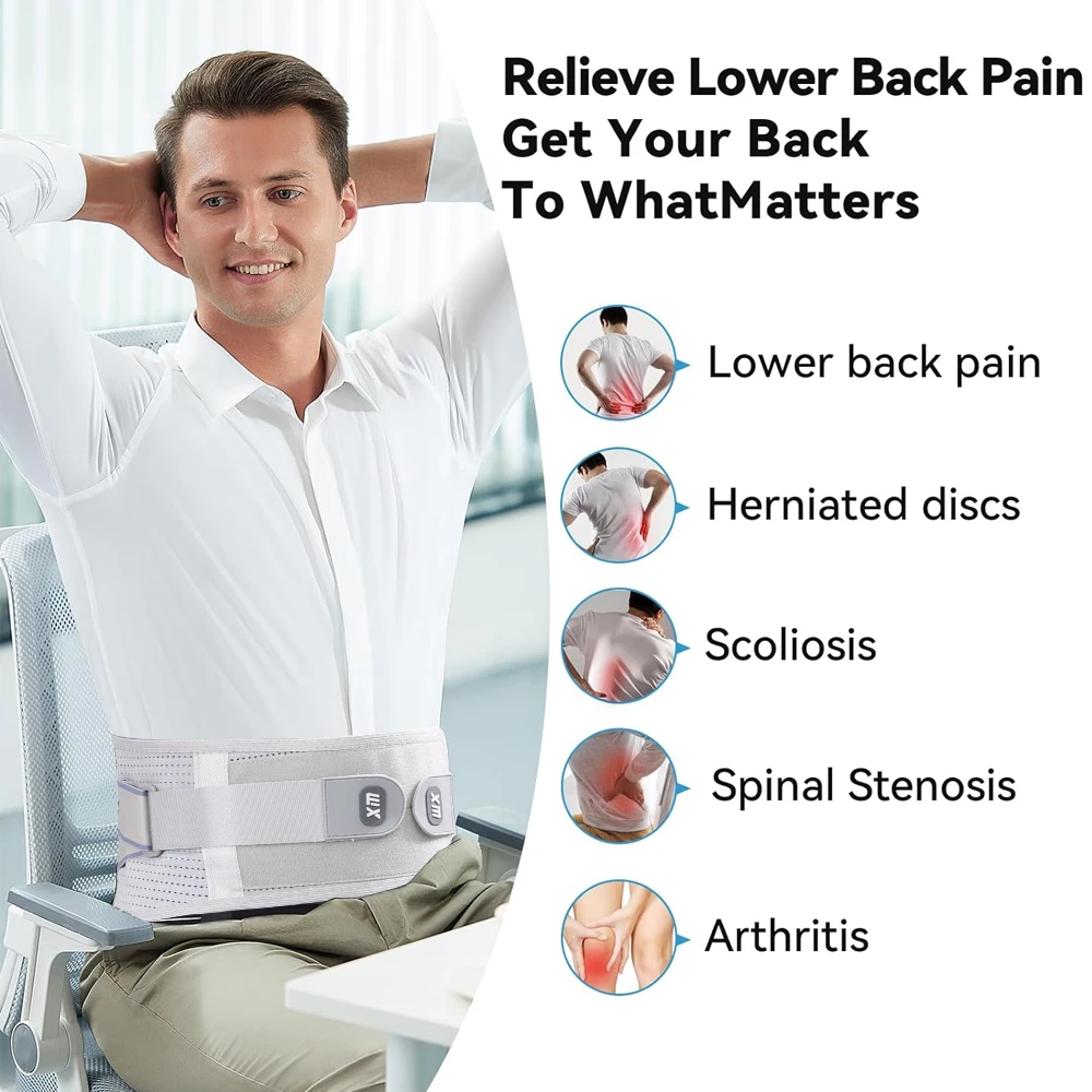 

Lumbar Support Back Brace for Back Pain, Sciatica, Scoliosis,Herniated Disc Adjustable Support Straps-Lower Back Brace Men Women