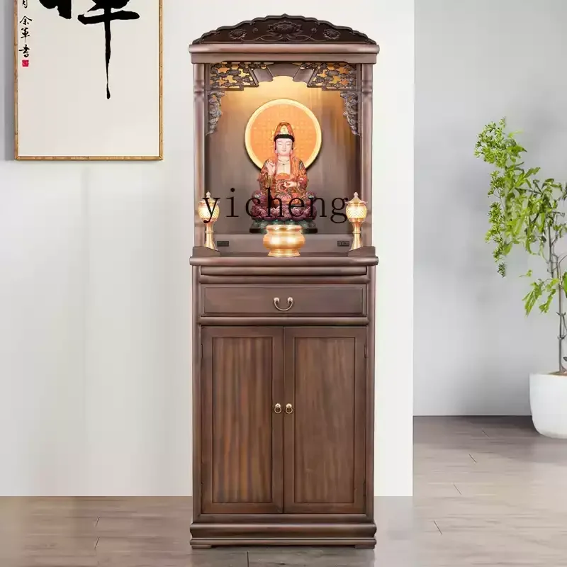 

HSN Buddhist niche stand cabinet Solid wood Buddha God of Wealth Guanyin cabinet Buddha statue offering cabinet