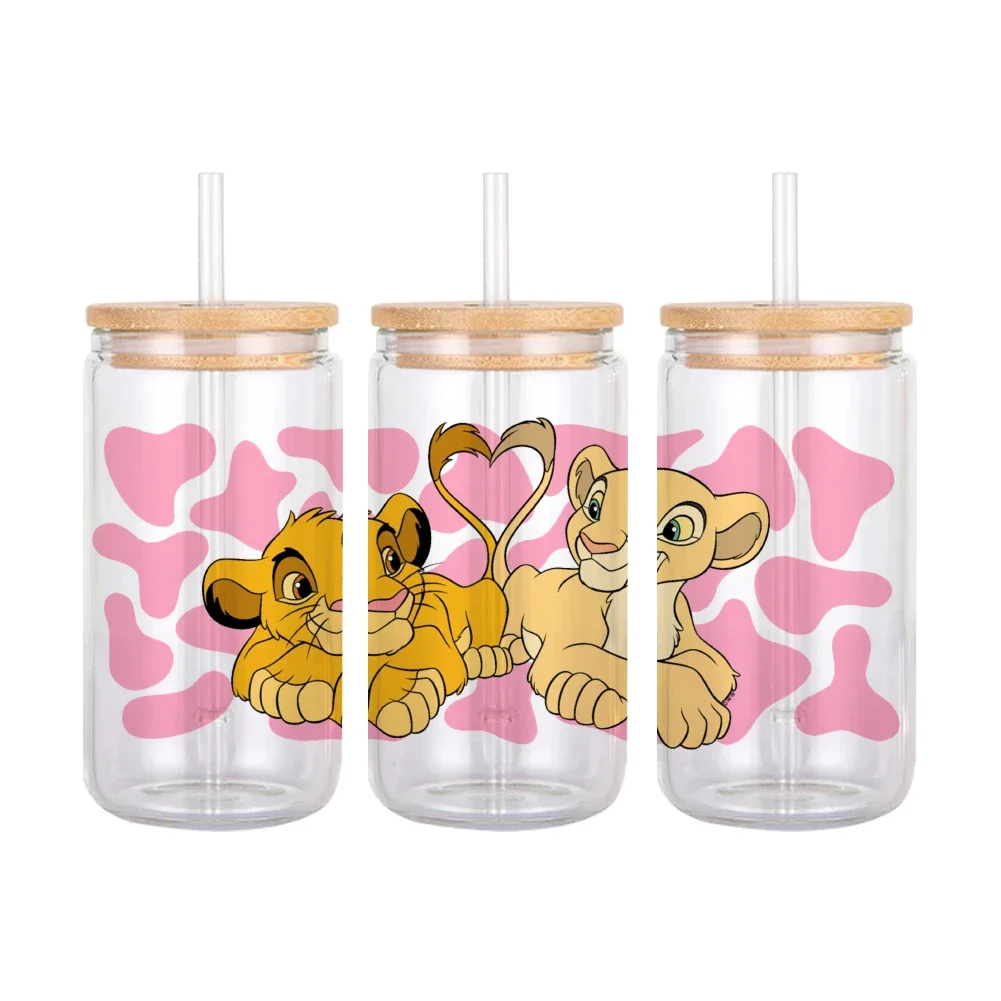Disney Cartoon Lion King Pattern UV DTF Transfer Sticker Waterproof Transfers Decals For 16oz Glass Cup Wrap Stickers