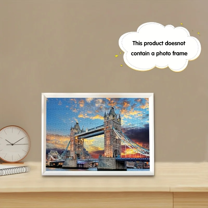 จิ๊กซอว์ภาพทิวทัศน์สะพานลอนดอนทาวเวอร์ยามพระอาทิตย์ตกดิน สำหรับผู้ใหญ่ แนวการเดินทาง เกมเสริมสร้างสติปัญญา ของเล่นตกแต่งบ้านเพื่อการพักผ่อน