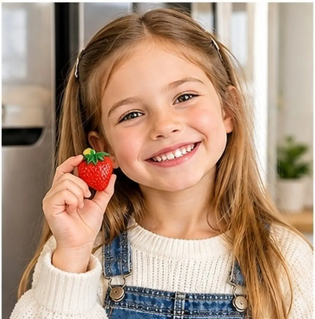 5Pcs Cute Fruit Shaped Fridge Magnets Resin Material Non Scratch Strong Hold Refrigerator Stickers for Kids Teens Adults Home