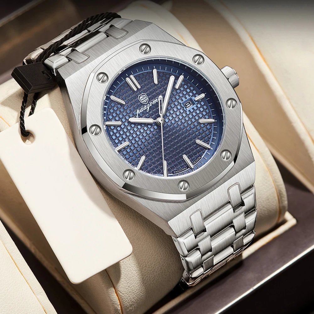 PAAZOMU Classic Men's Watches Trend Fashion Original Quartz Watch for Man Waterproof Fine Steel Chronograph Wristwatch Date