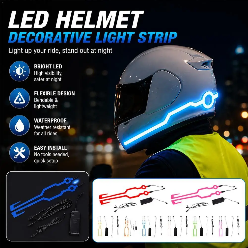 Cycling Motorcycle Helmet LED Cold Light Strip Motorcycle Helmet Light Night Riding Accessory Waterproof LED Cold Light