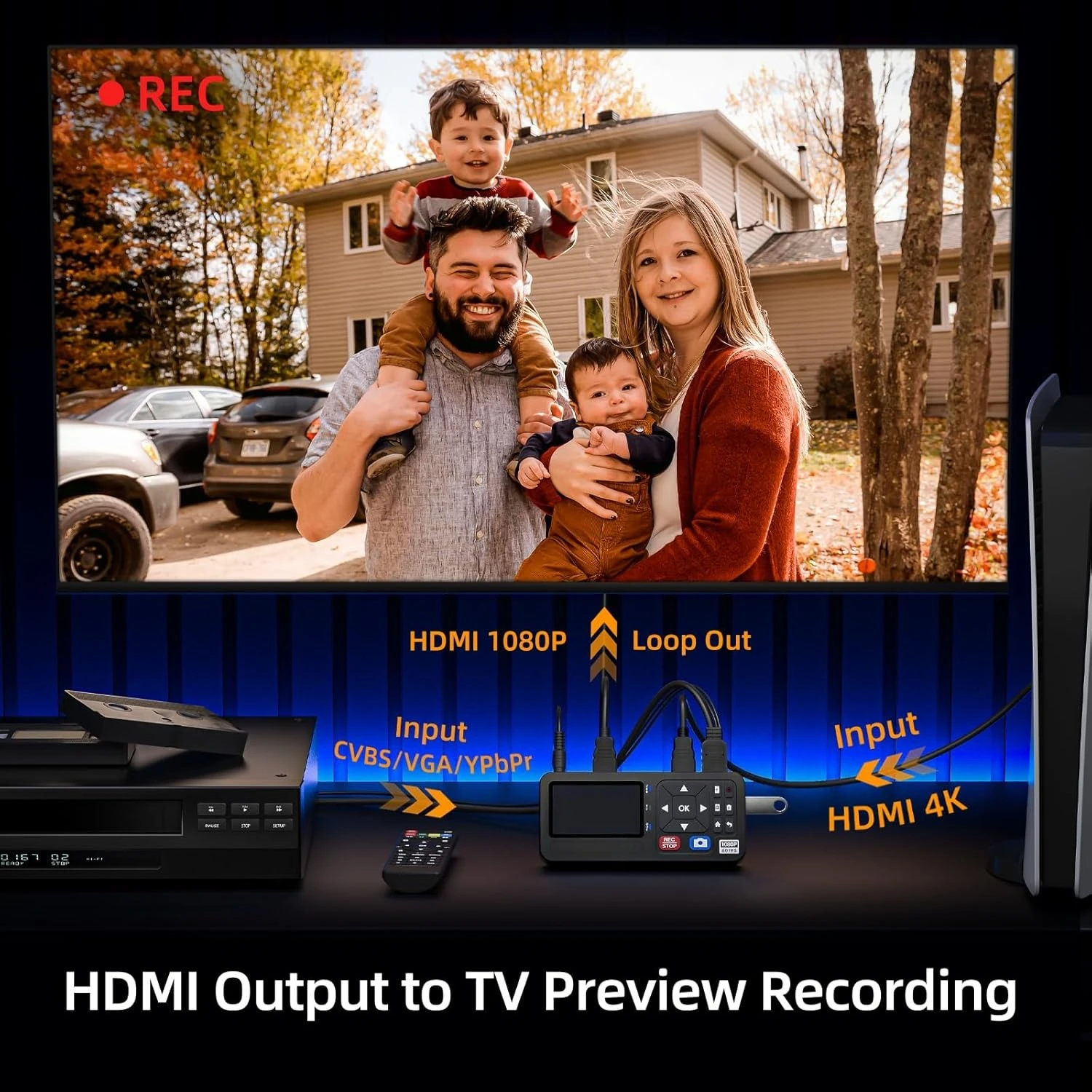 Kotak Pengambilan Video 4K-1080P 60FPS, Konverter Video ke Digital, Input 4K HDMI/CVBS/VGA/YPBPR, Perekam Video, Pengambilan dari VCR, Penjualan Terlaris