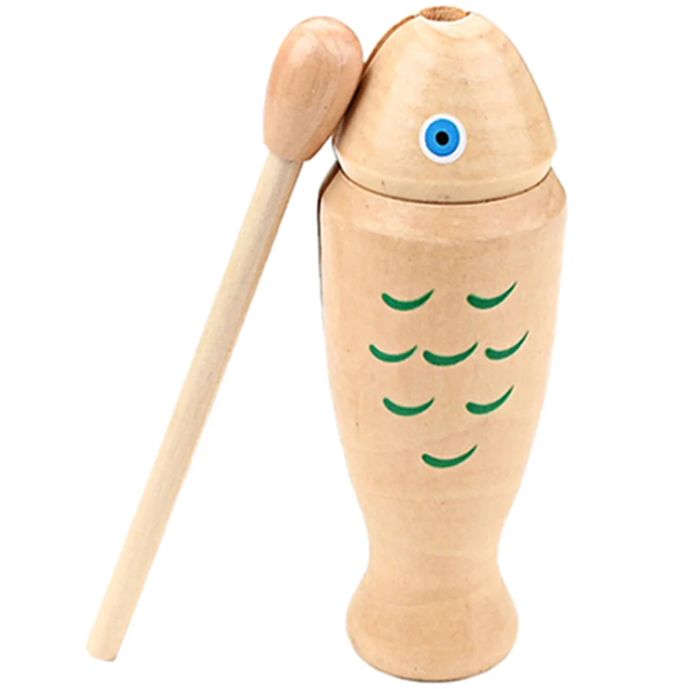 Pesce in legno giocattoli per bambini strumento a percussione semplice Khaki strumenti musicali per bambini bambino