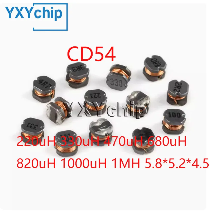 10pcs Smd Wire Wound Power Inductor Cd54 220uh 330uh 470uh 680uh 820uh 1000uh 1mh 5.8*5.2*4.5mm High Quality