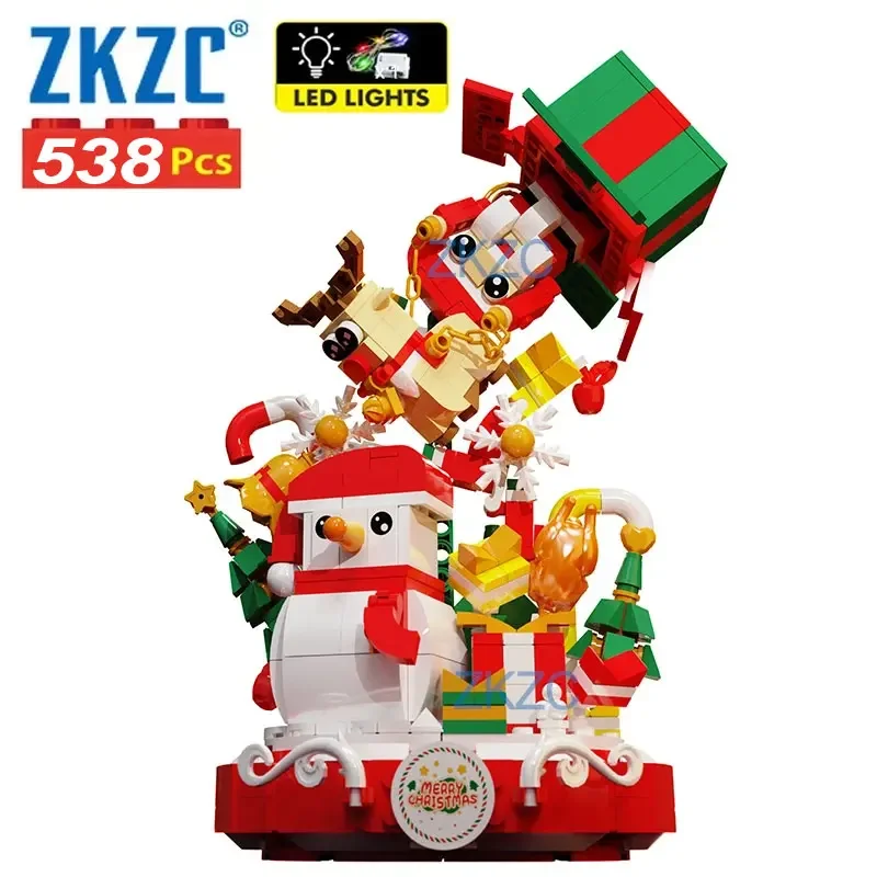 

ZKZC 538Pcs LED City Christmas Santa Claus Elk Lighting Tree Building Blocks Snowman Bricks Bricks Toys For Kids Christmas Gifts