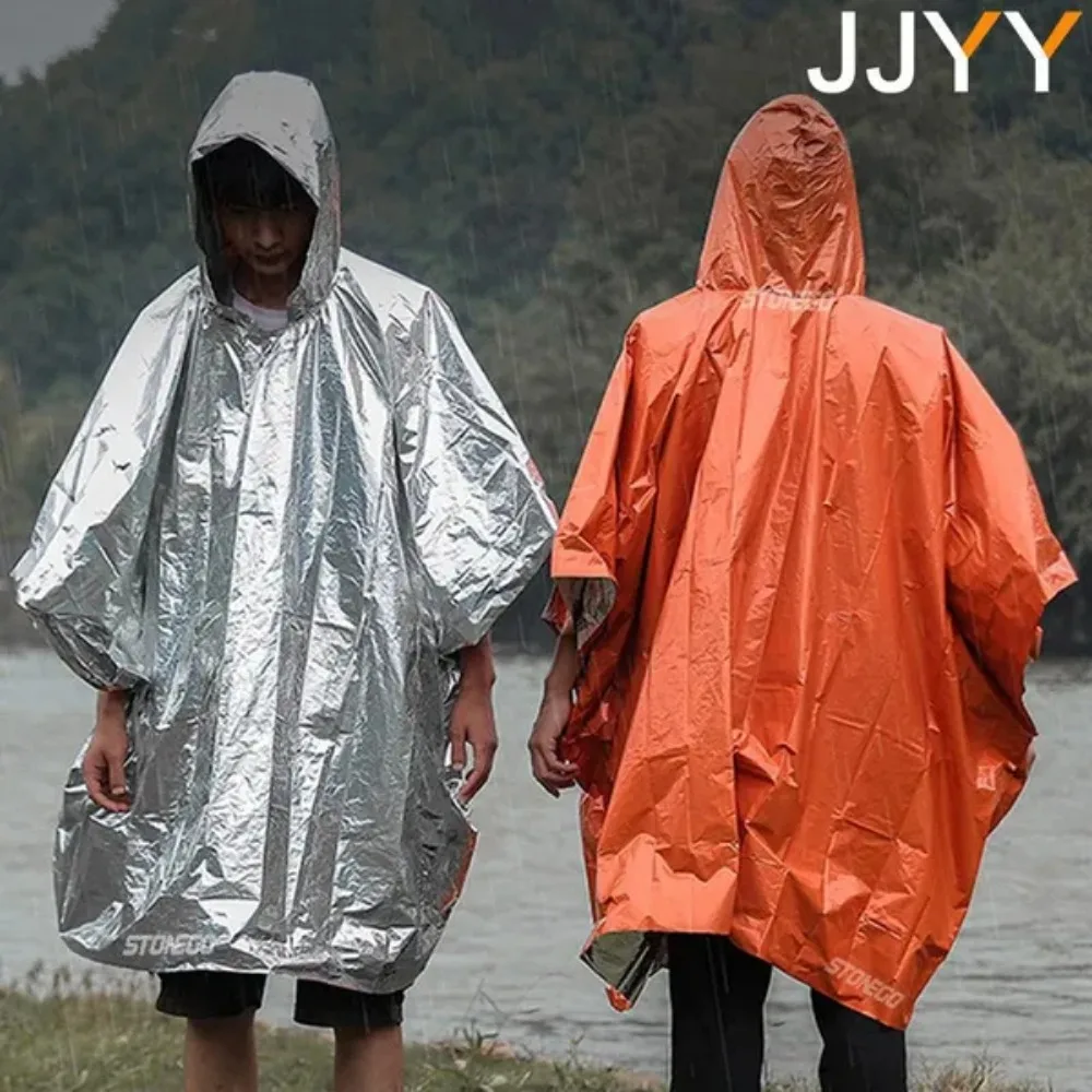 aluminio film thickened raincoat poncho de emergencia cobertor reflexivo equipamento de sobrevivencia camping pesca ferramenta ao ar livre pe 01