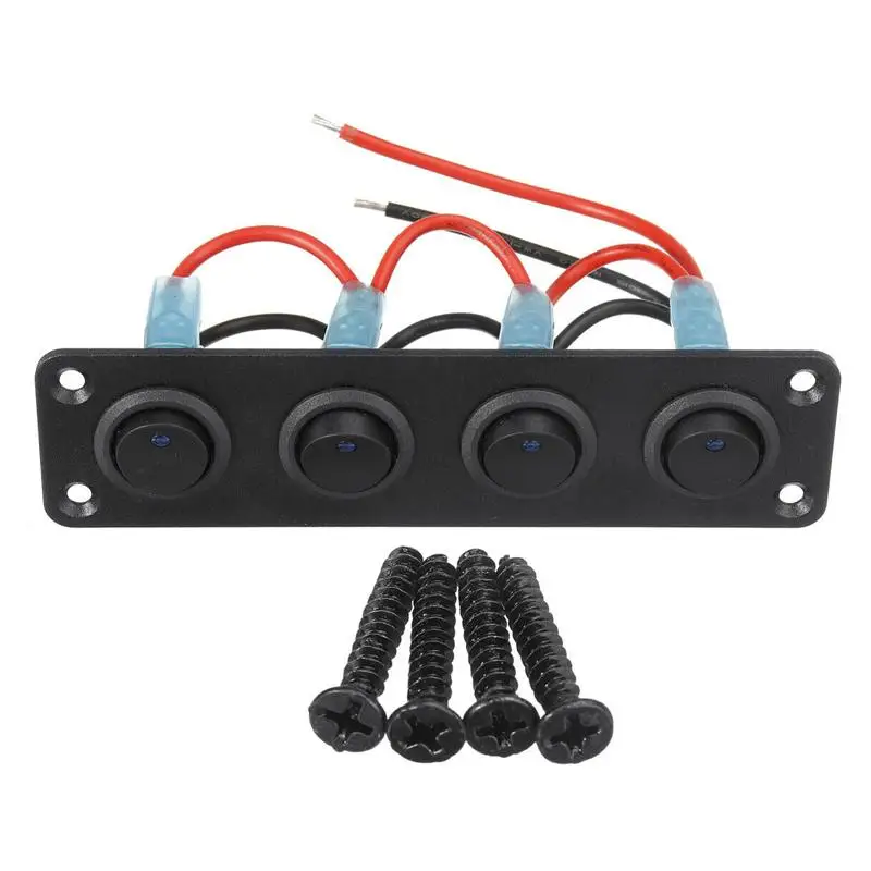 

4Gang Blue LED 12V Toggle Rocker Switch Panel For Car Boat Marine RV Truck